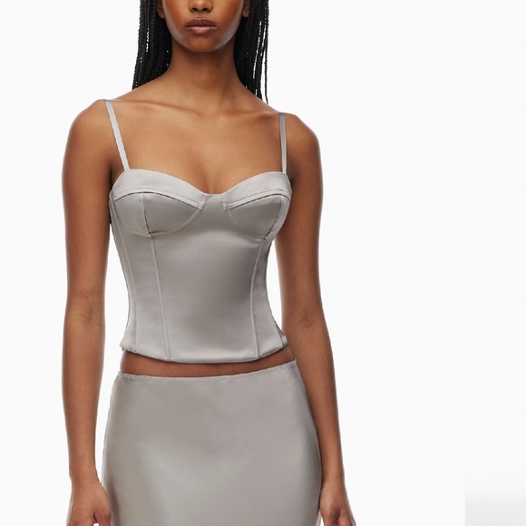 Aritzia Satin Corset Top - Gray - Picture 4 of 10